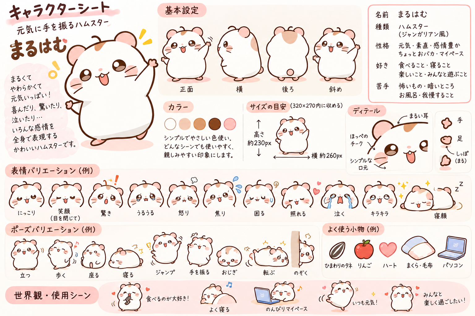 文字なしハムスターのキャラクターシート